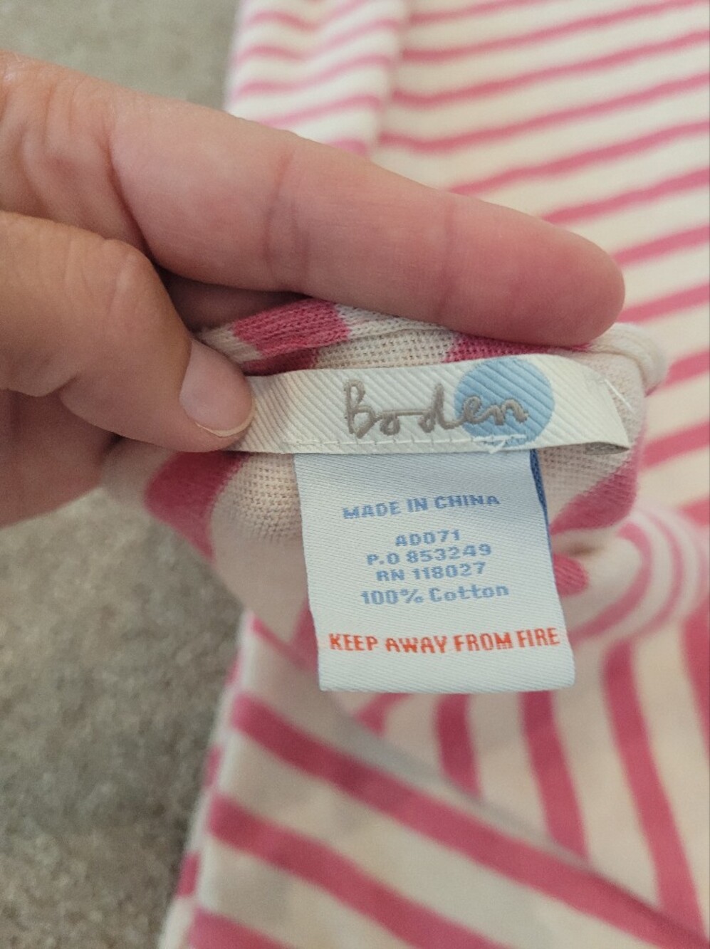 Boden Womens Pink And White Striped Cotton Neck Scarf - Picture 3 of 3